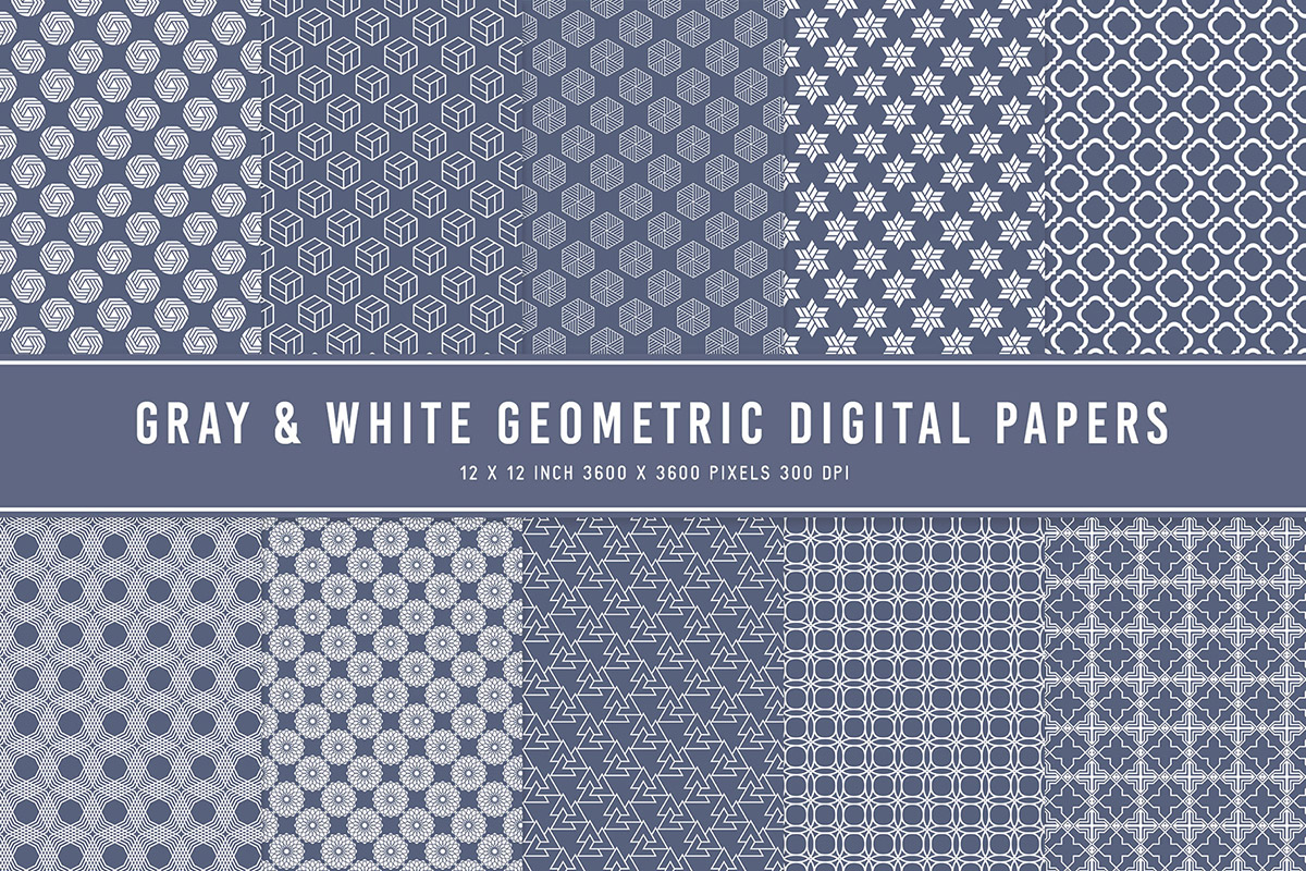 Gray & White Geometric Digital Papers