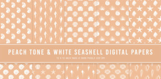 Peach Tone & White Seashell Digital Papers