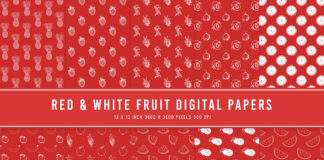 Red & White Fruit Digital Papers