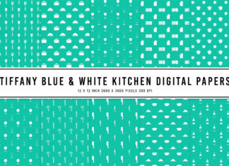 Tiffany Blue & White Kitchen Digital Papers