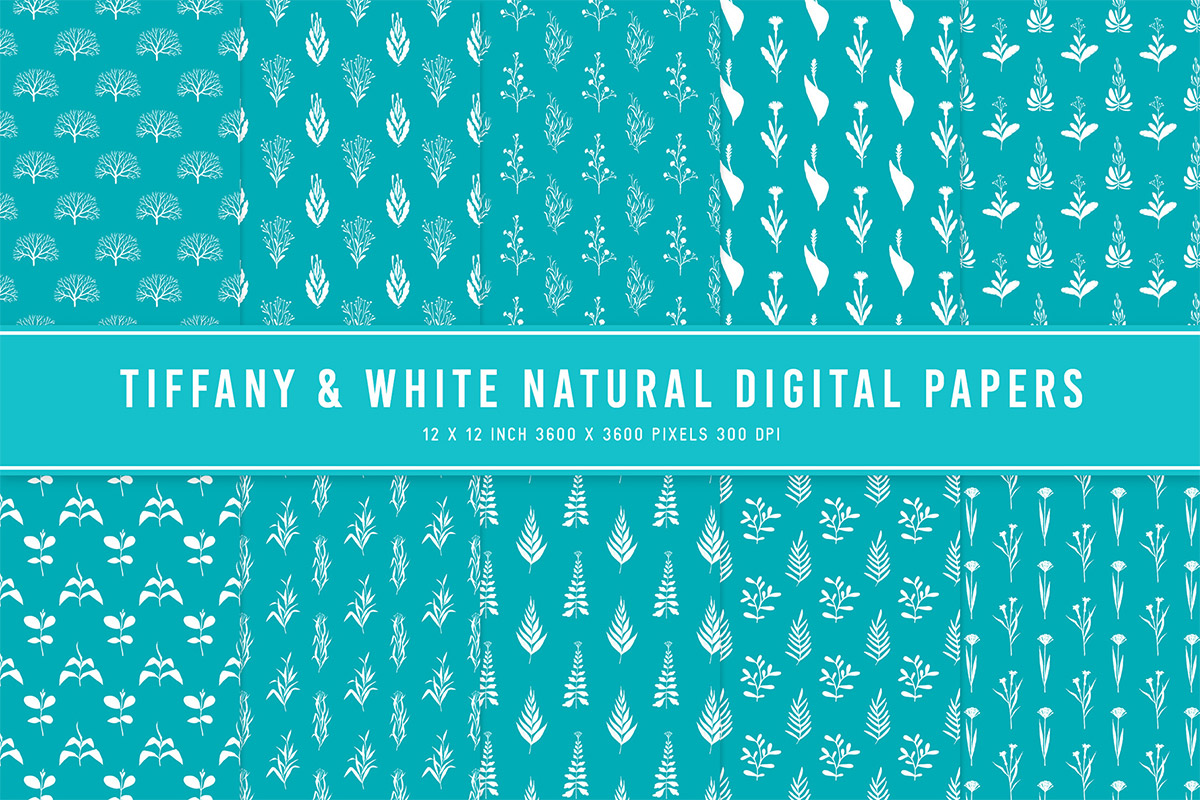 Tiffany & White Natural Digital Papers