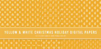 Yellow & White Christmas Holiday Digital Papers