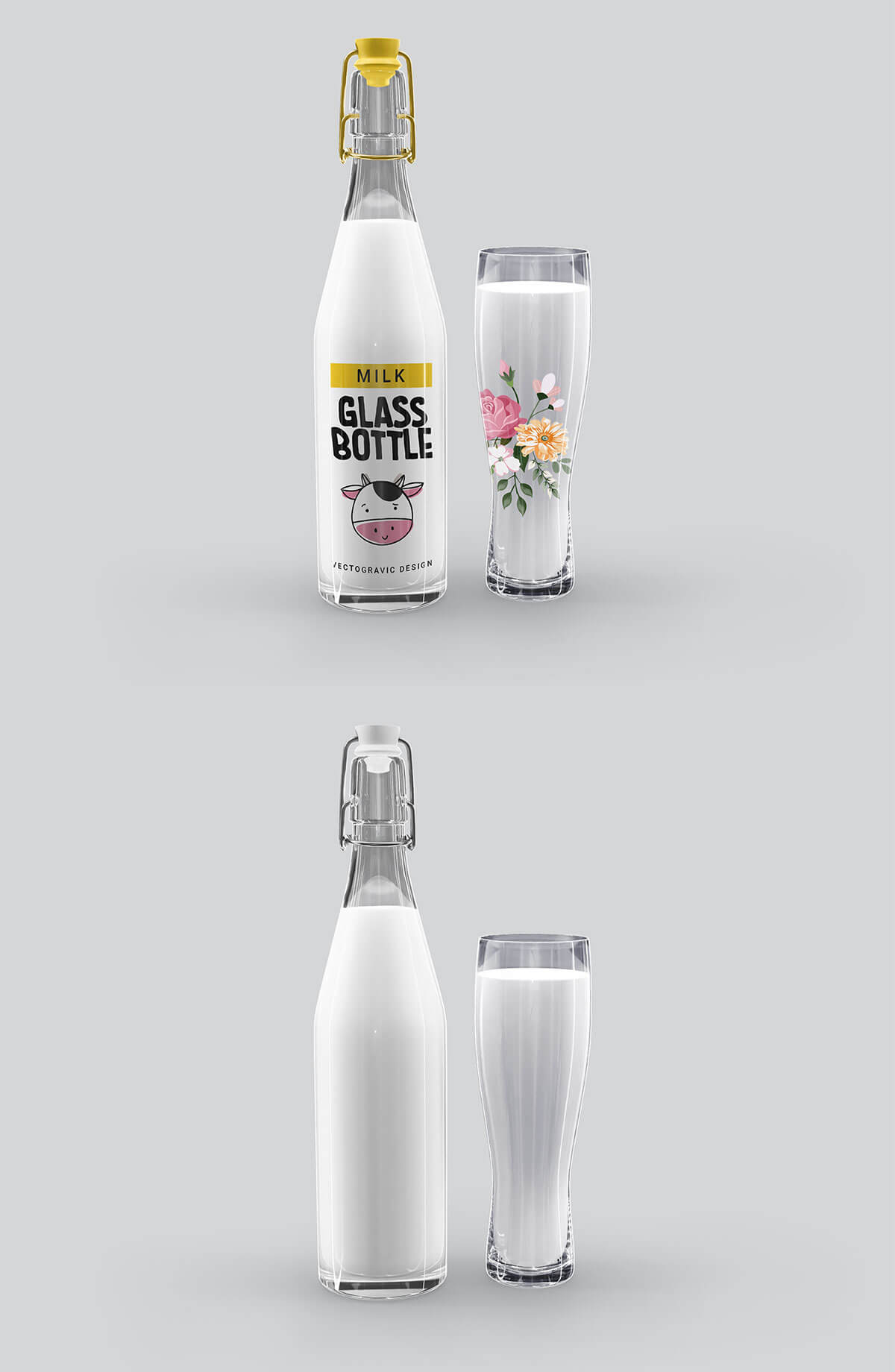 Milk Glass Bottle Mockup