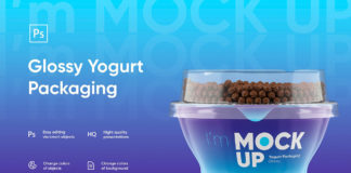 Glossy Yogurt Packaging Mockup