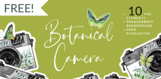 Watercolor Leaf Butterfly Camera Sticker