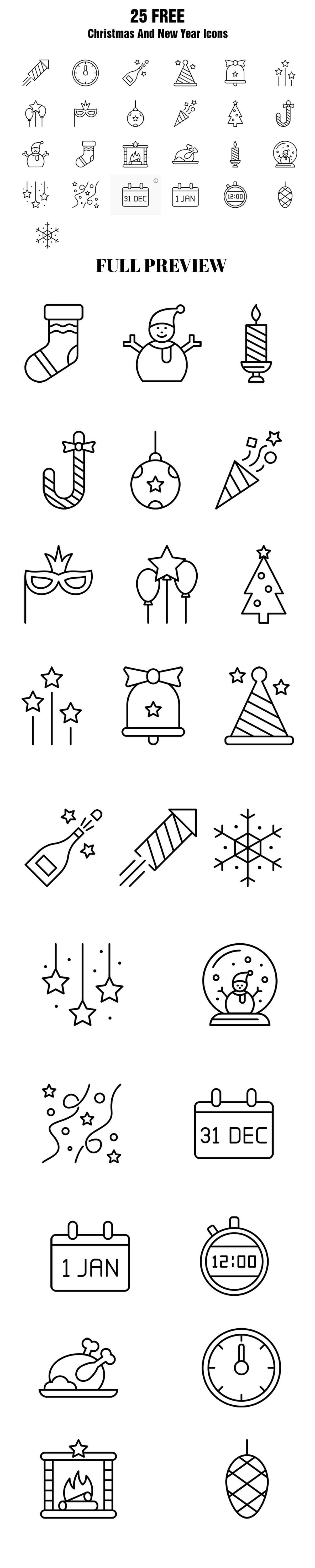 25 Christmas and New Year Icons