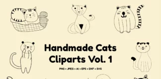 Handmade Cats Cliparts V1