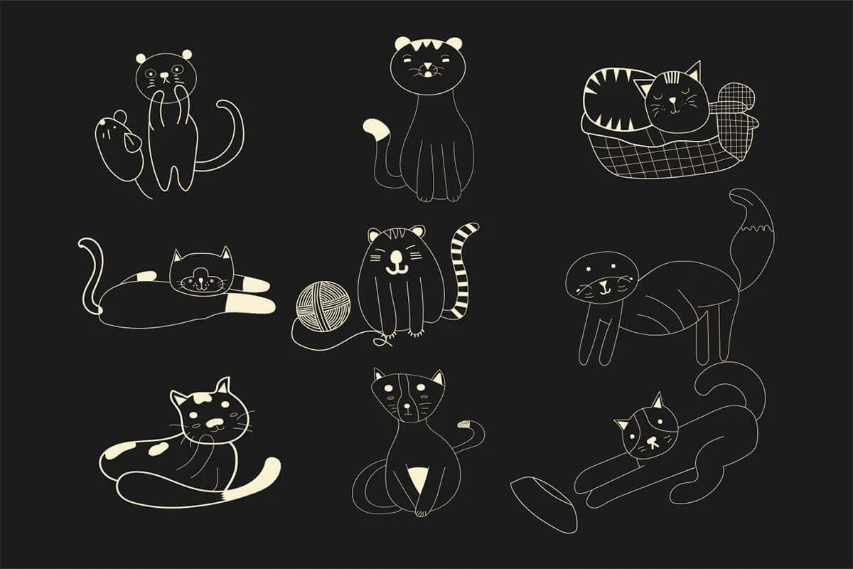 Handmade Cats Cliparts V1 Preview 1