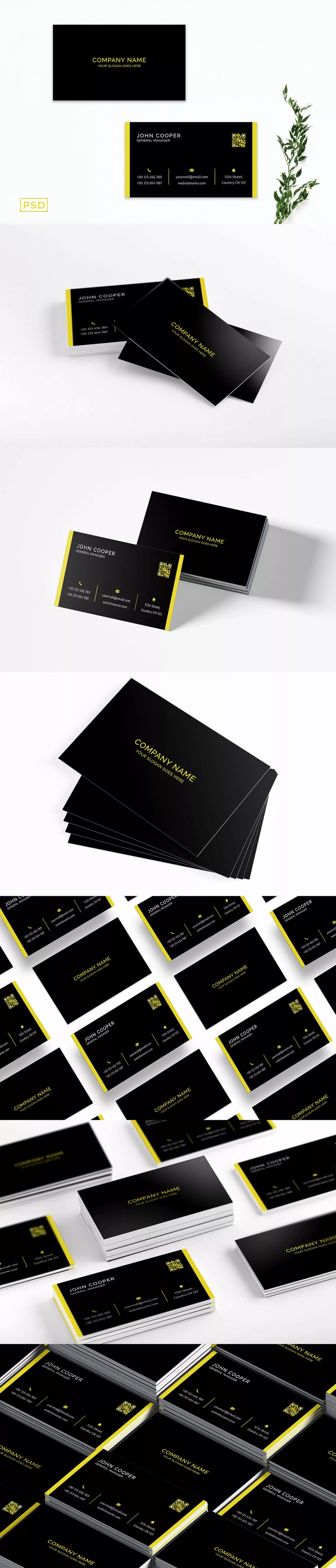 Yellow Black Business Card Template