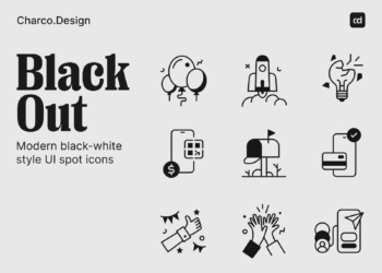 Blackout Black and White UI Icons For Figma