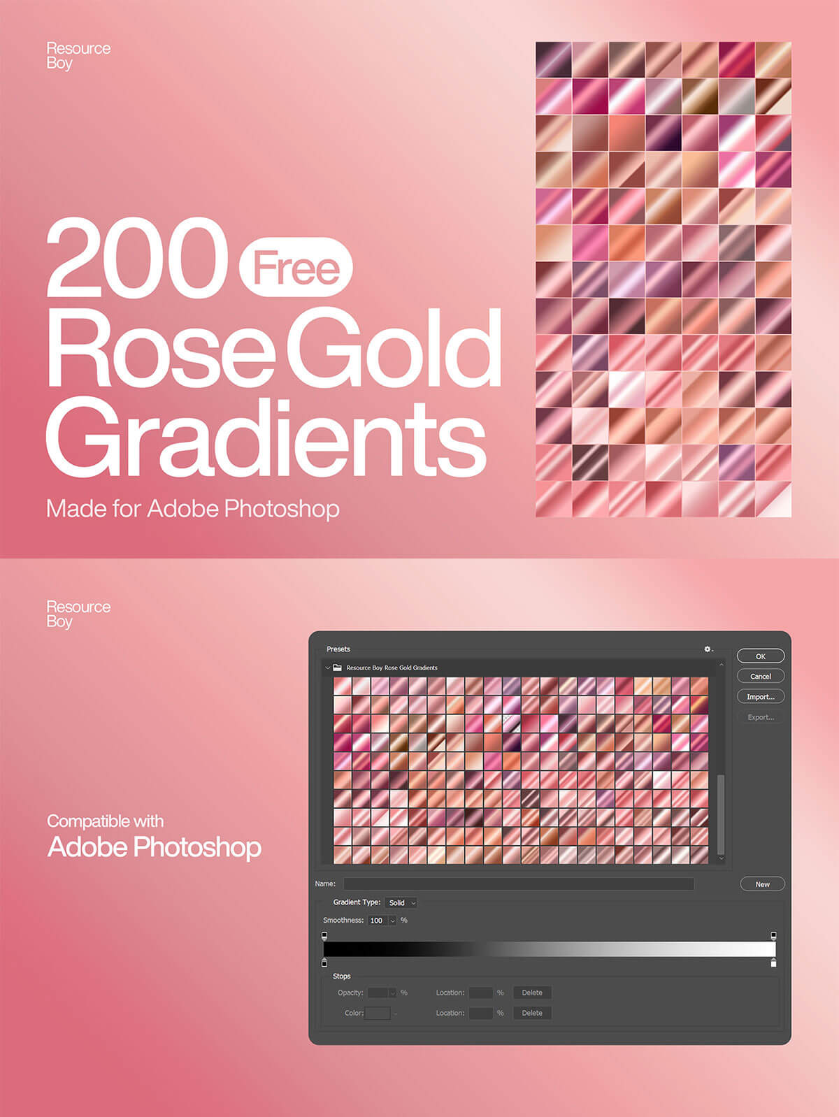 Rose Gold Photoshop Gradients