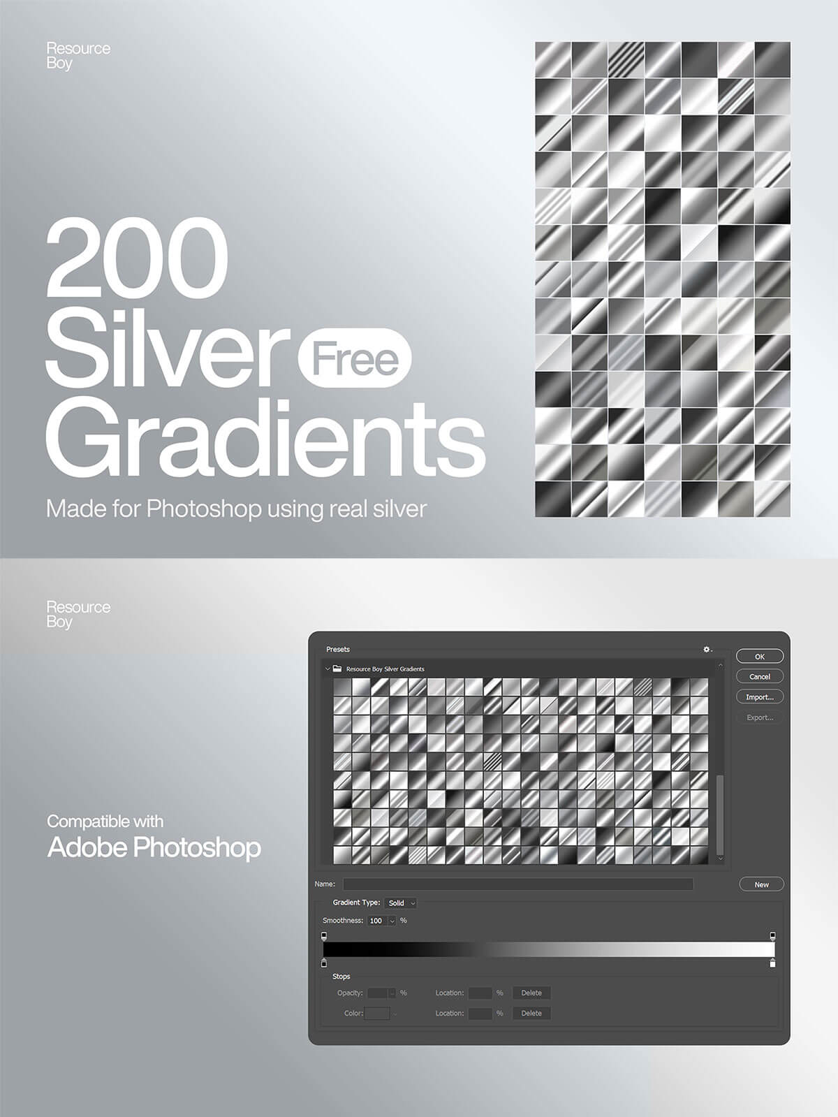 Silver Photoshop Gradients
