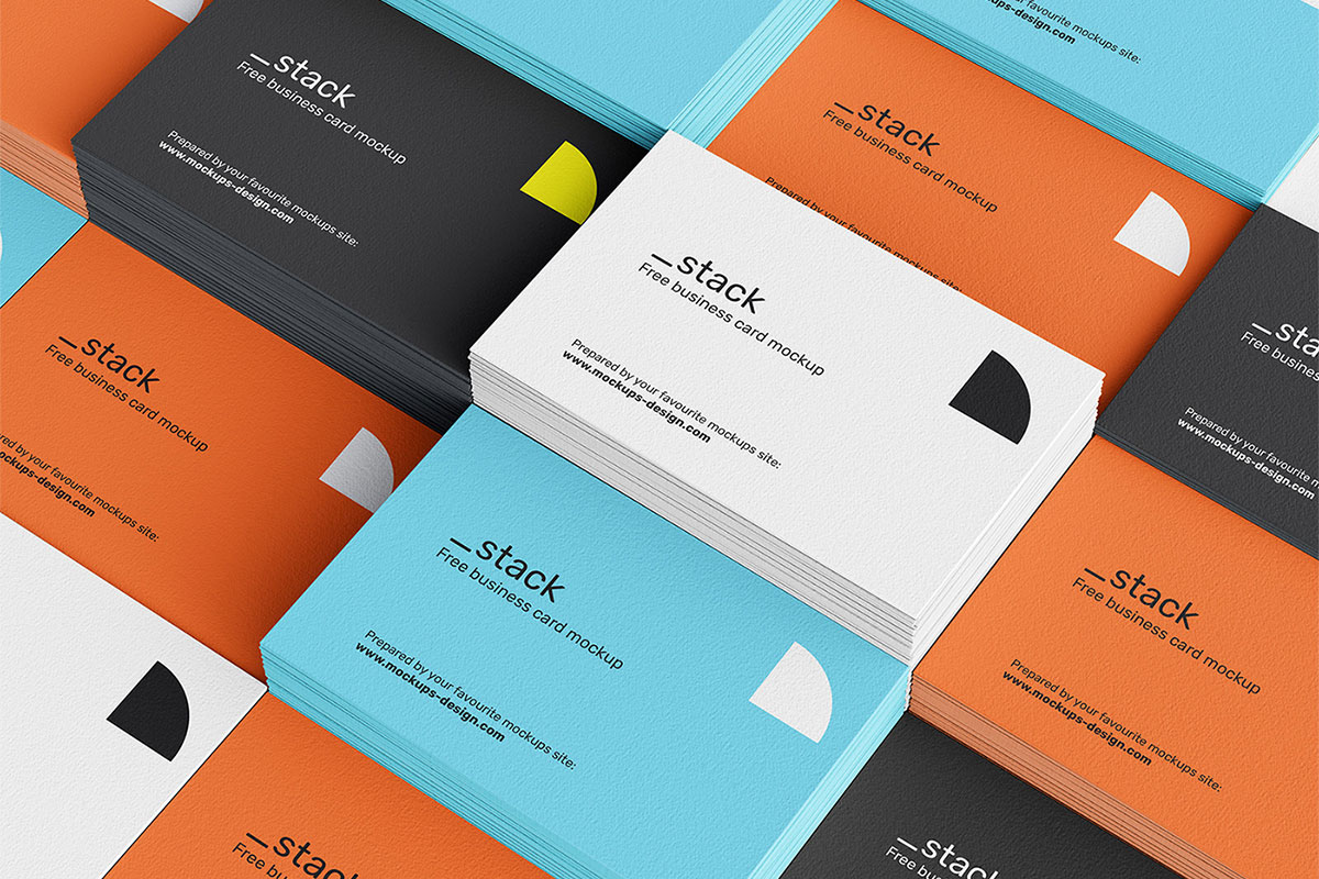 4 Free Stacked Business Cards Mockup