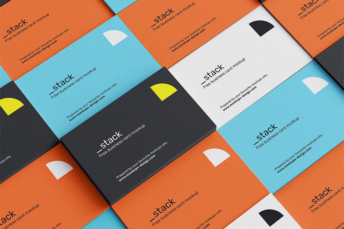 4 Free Stacked Business Cards Mockup
