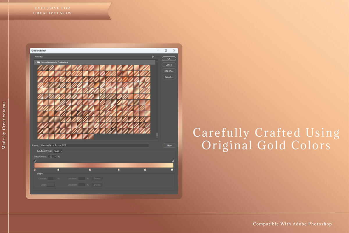 250 Bronze Photoshop Gradients - Free Download