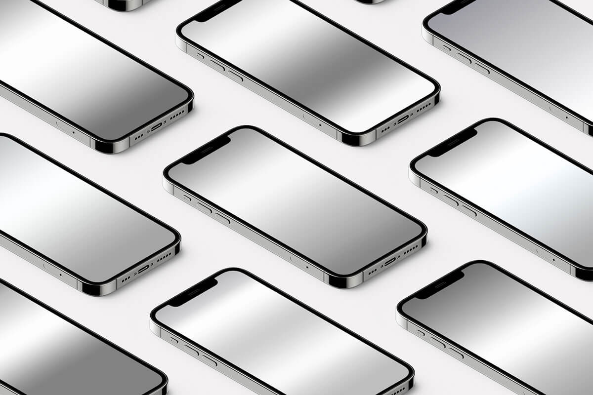 Silver Photoshop Gradients showcasing iphone mockups