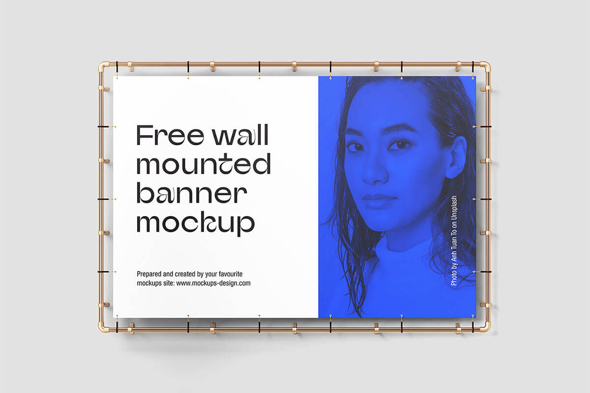 4 Free Wall Mounted Banner Mockup