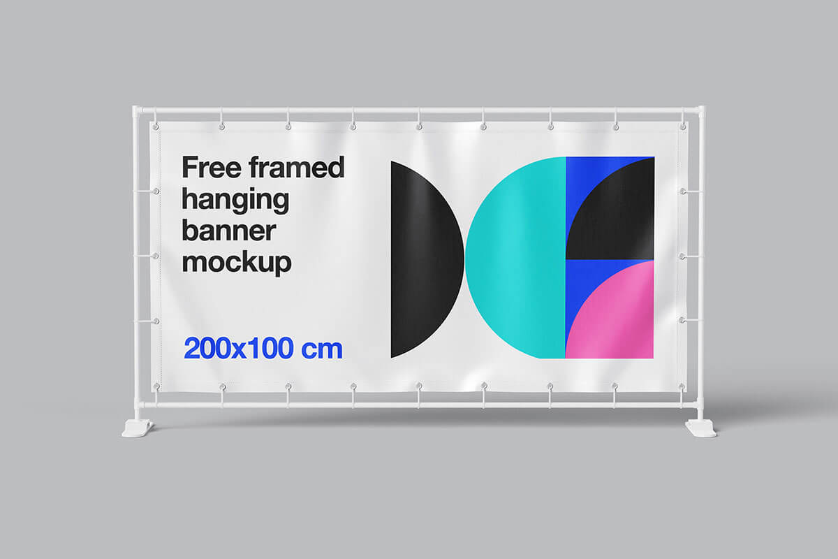 4 Free Framed Hanging Banner Mockup