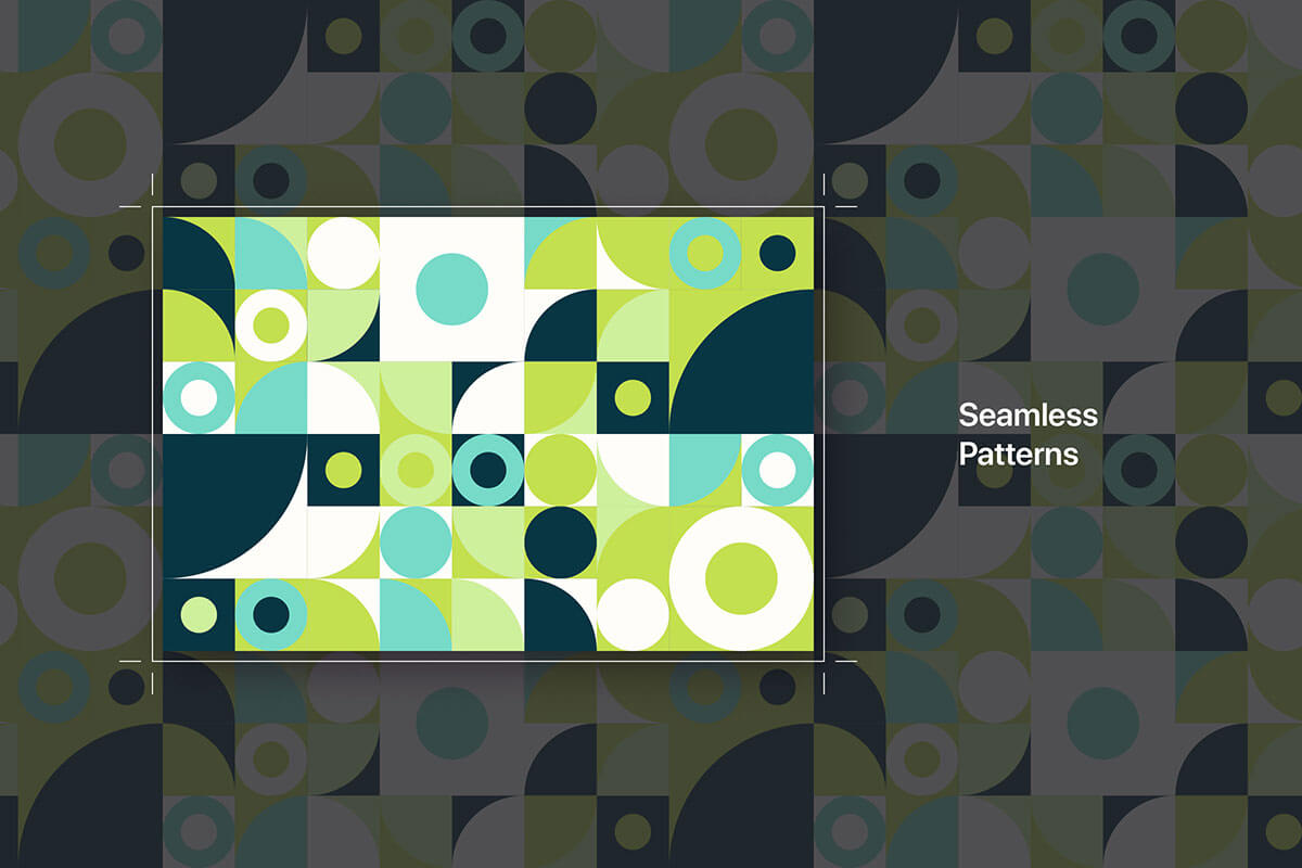 Flat Colorful Geometric Mosaic Seamless Patterns