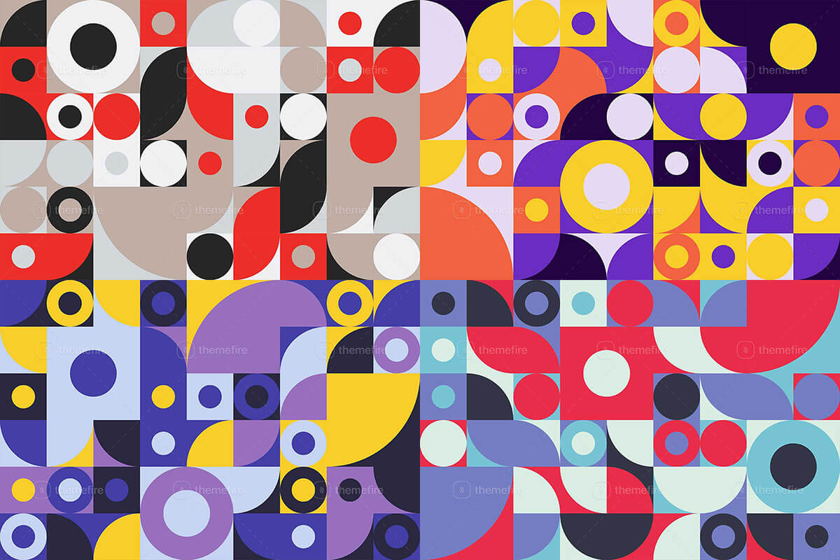 Flat Colorful Geometric Mosaic Seamless Patterns