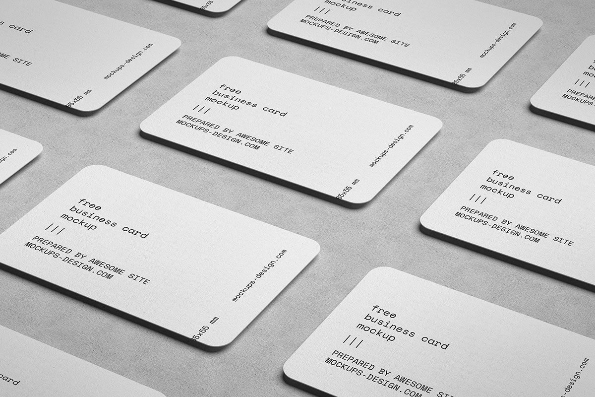 4 Free Rounded Business Cards Mockup