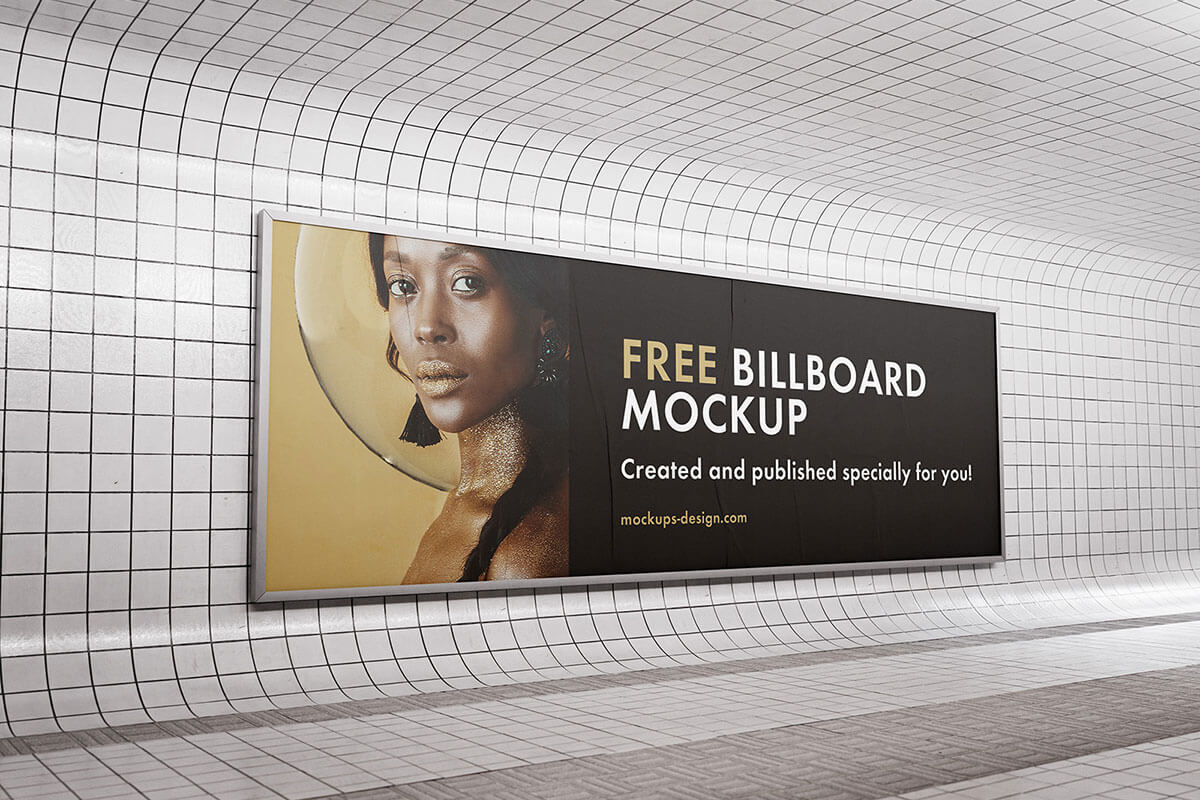 2 Free Subway Billboard Mockup