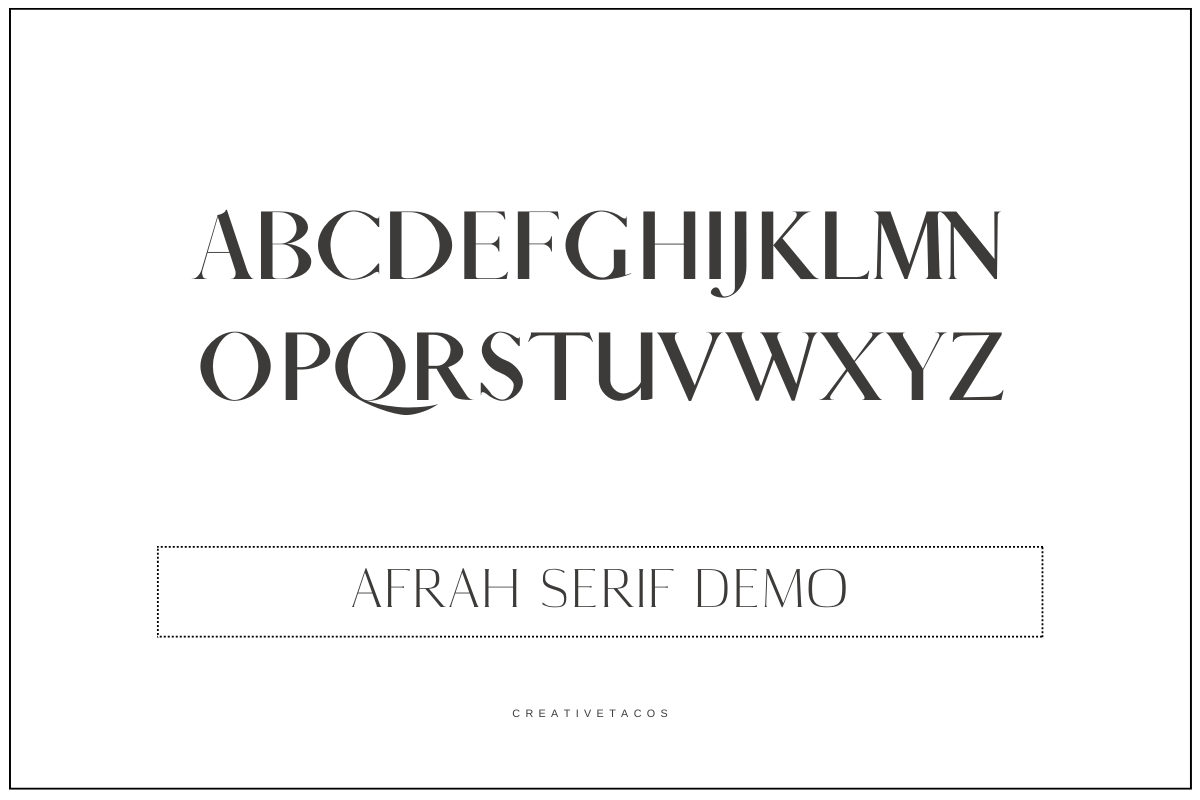 a to z capital letters preview of afrah serif font