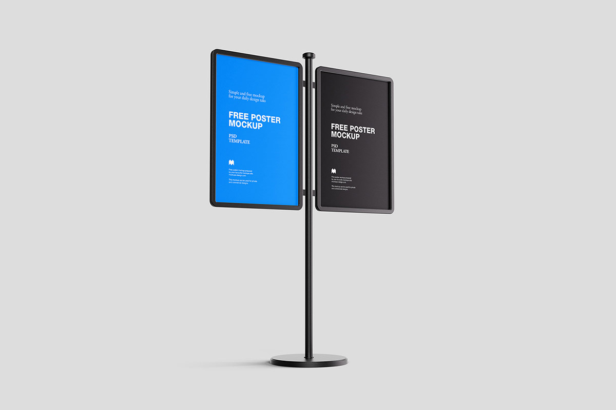 Double Poster Stand Mockup