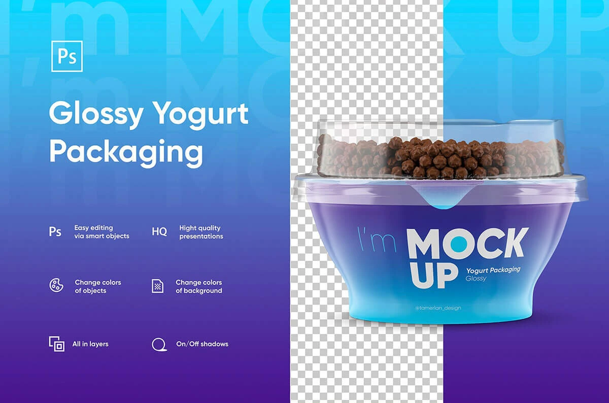 Glossy Yogurt Packaging Mockup