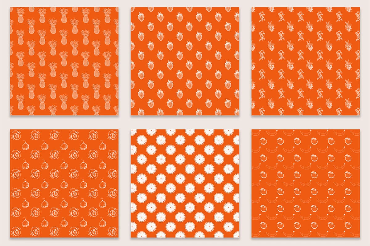 Orange and White Fruit Digital Papers