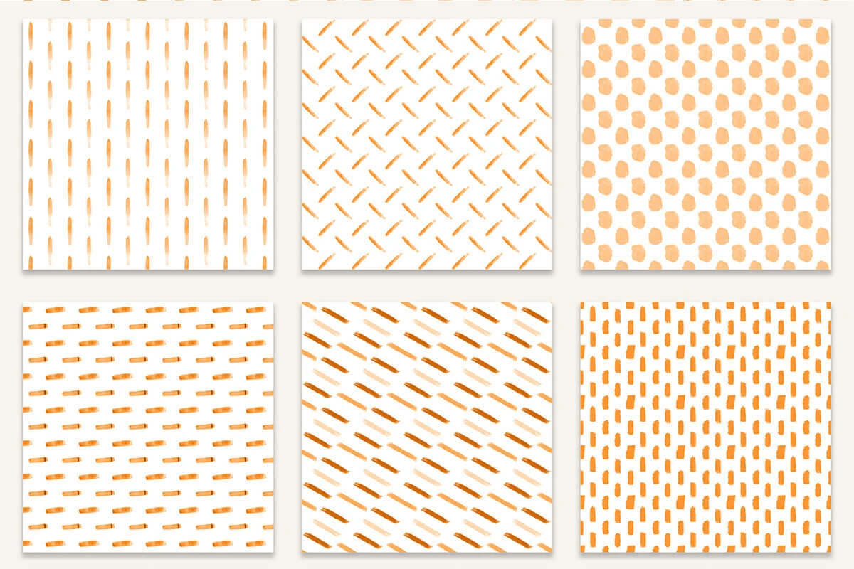 Orange and White Watercolor Stroke Digital Papers