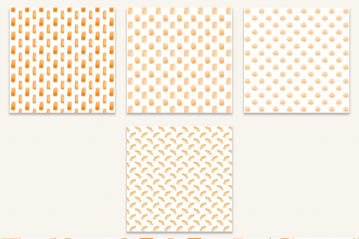 Orange & White Watercolor Stroke Digital Paper