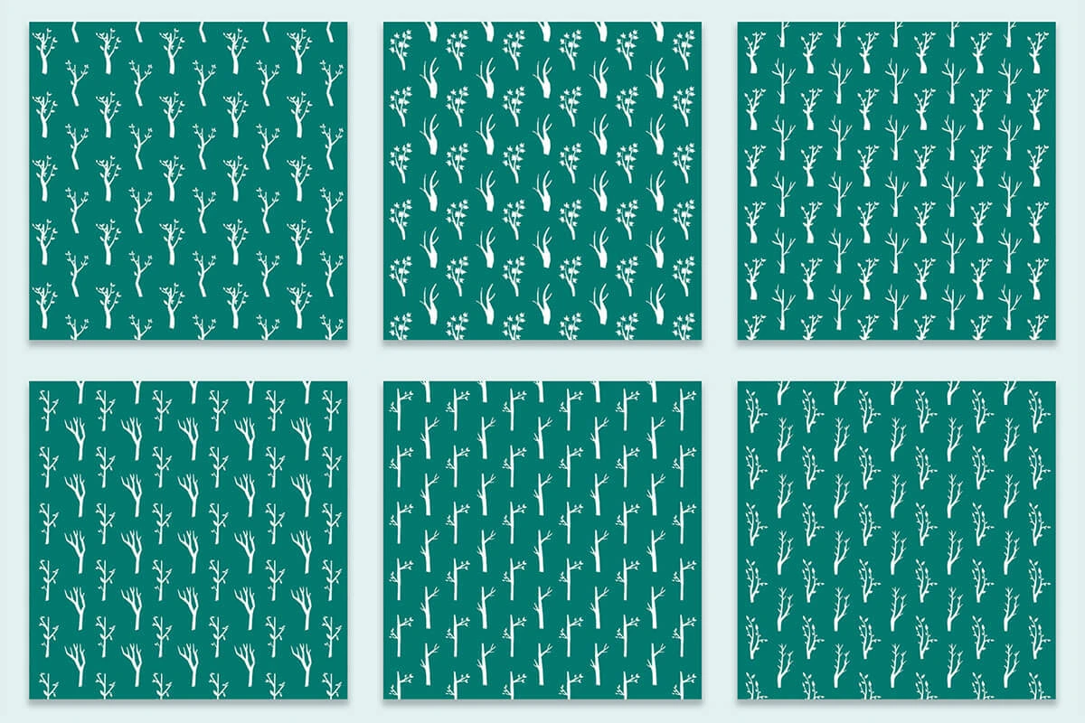 Pine Green and White Branch Digital Papers
