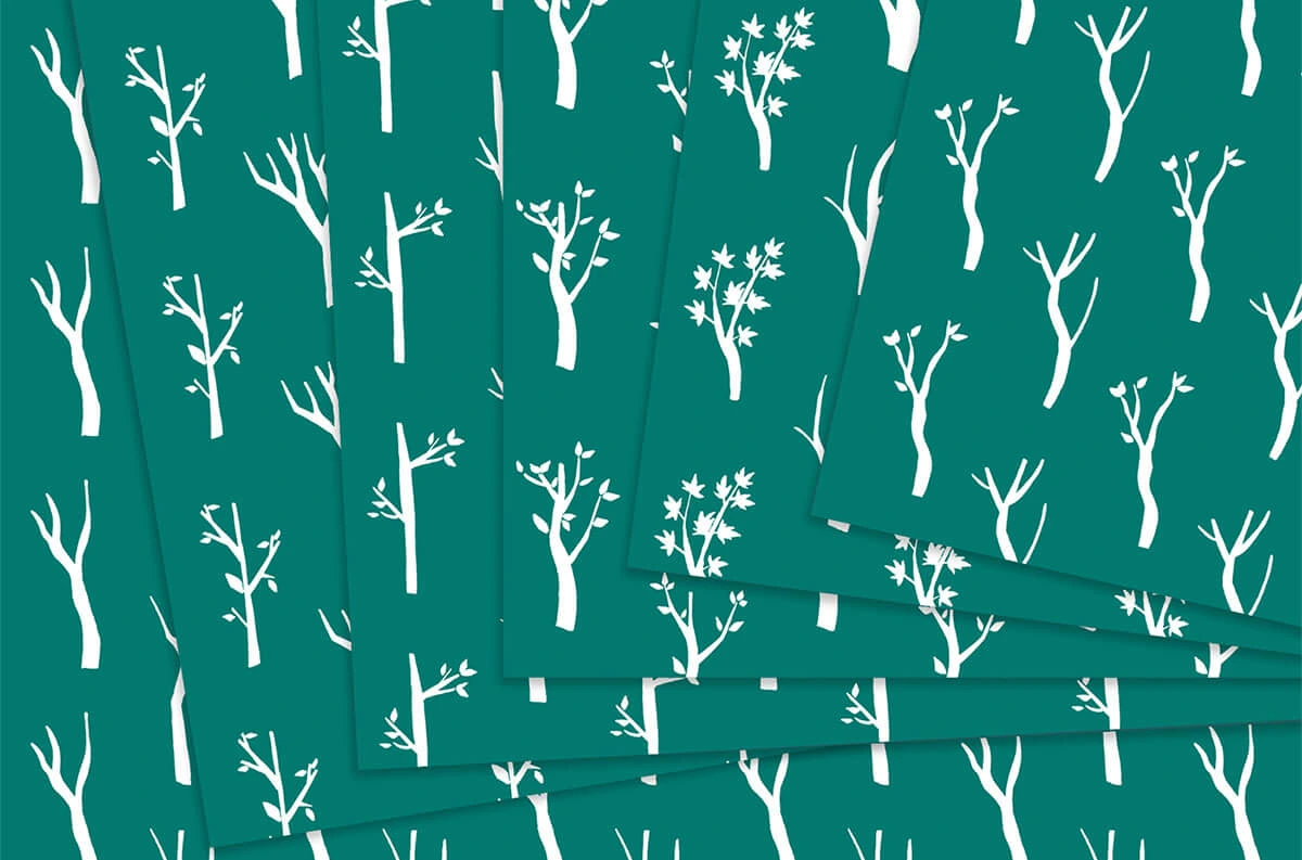 Pine Green & White Branch Digital Papers
