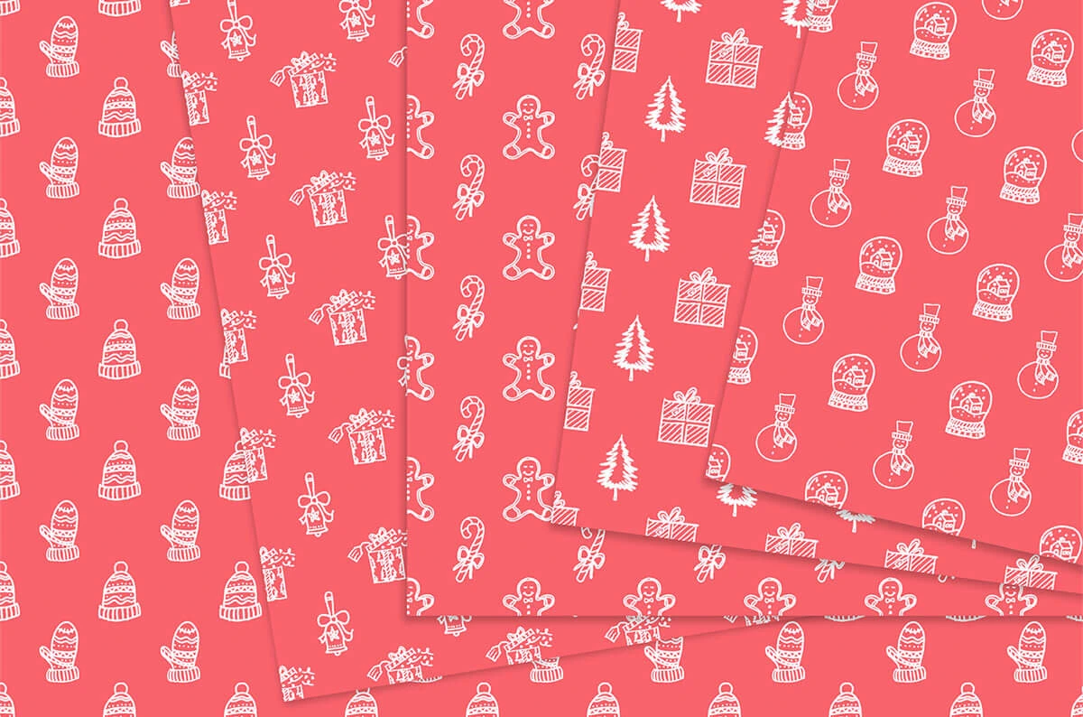 Pink & White Christmas Holiday Digital Papers