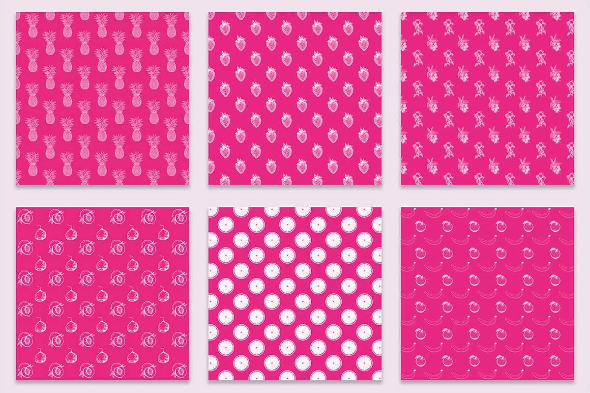 Pink & White Fruit Digital Papers