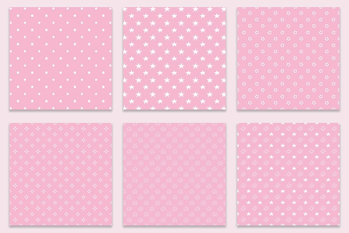 Pink and White Stars Digital Papers