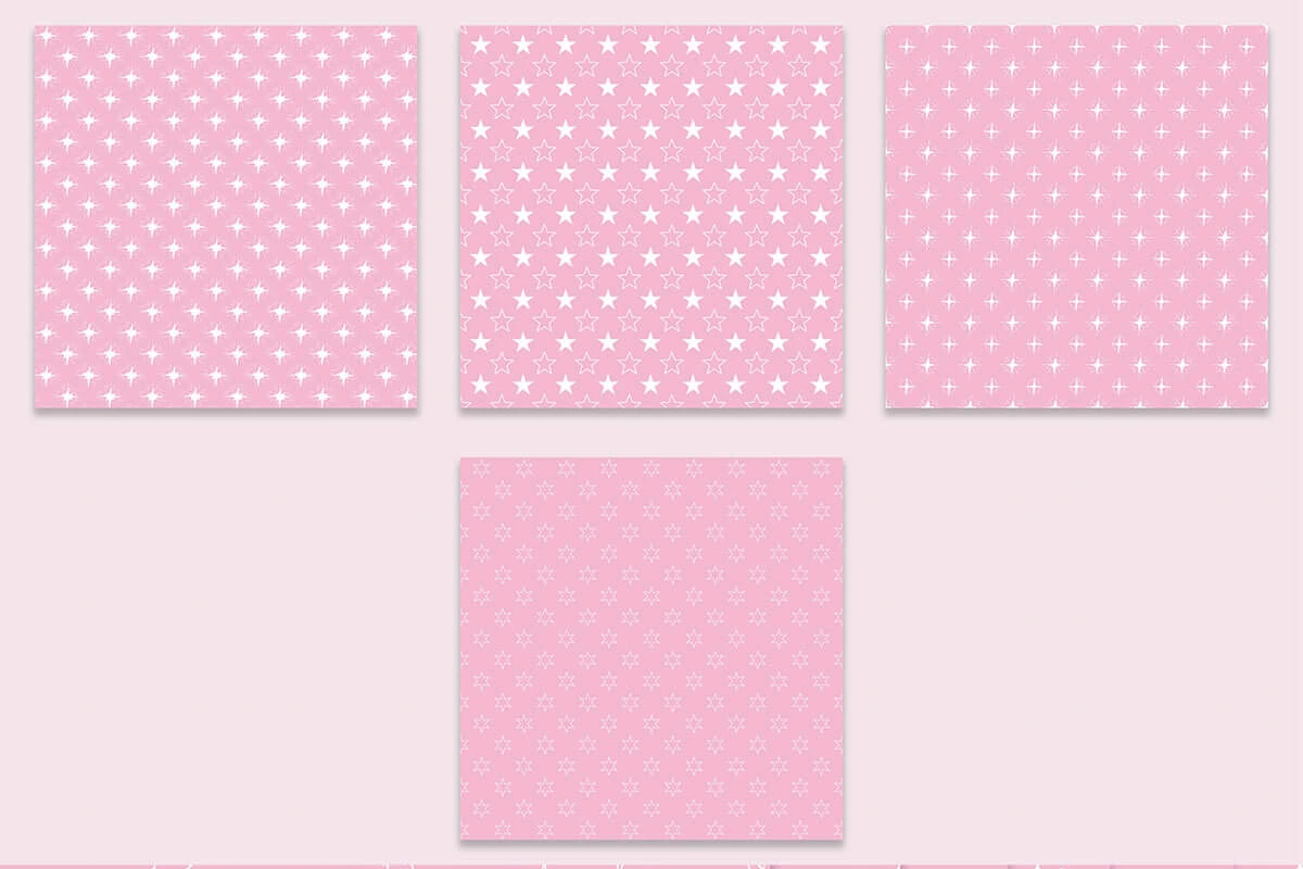 Pink & White Stars Digital Papers