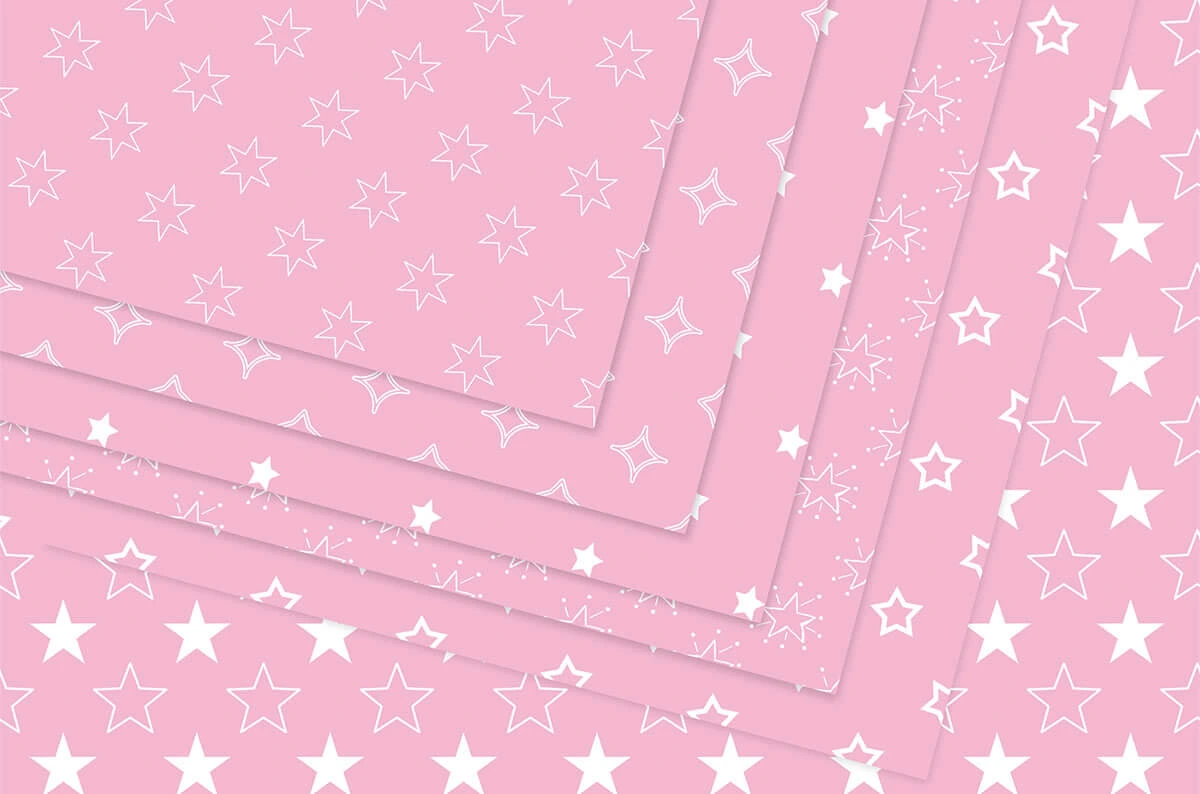 Pink & White Stars Digital Papers