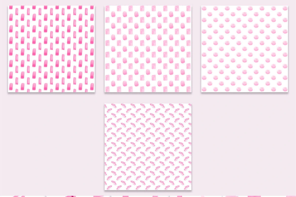 Pink & White Watercolor Stroke Digital Papers