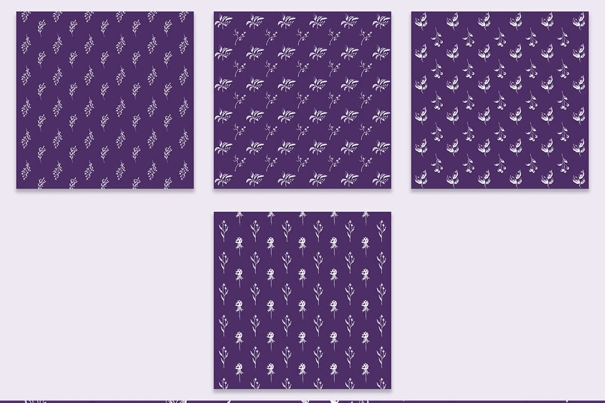 Purple & White Berry Flowers Digital Papers