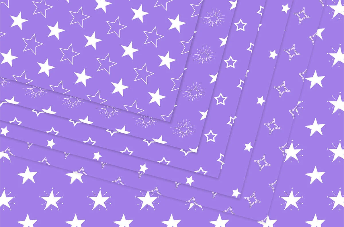 Purple and White Stars Digital Papers