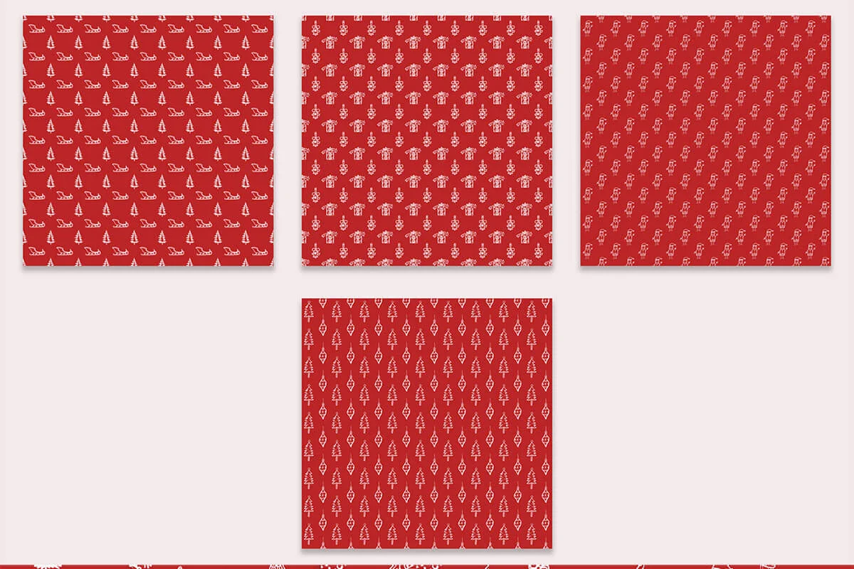 Red and White Christmas Holiday Digital Papers