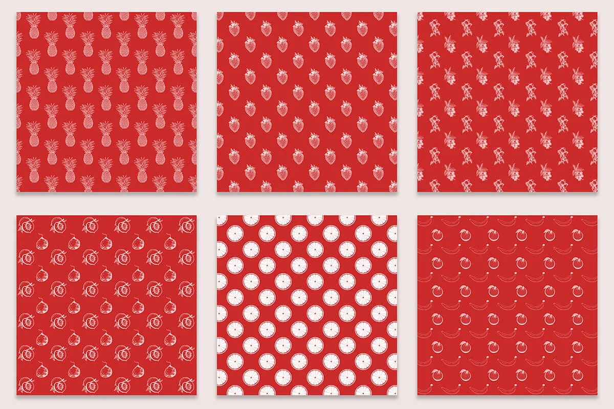 Red and White Fruit Digital Papers