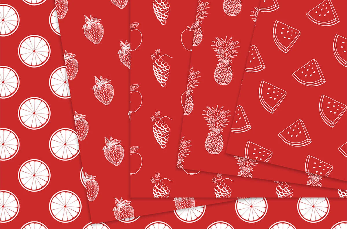 Red and White Fruit Digital Papers