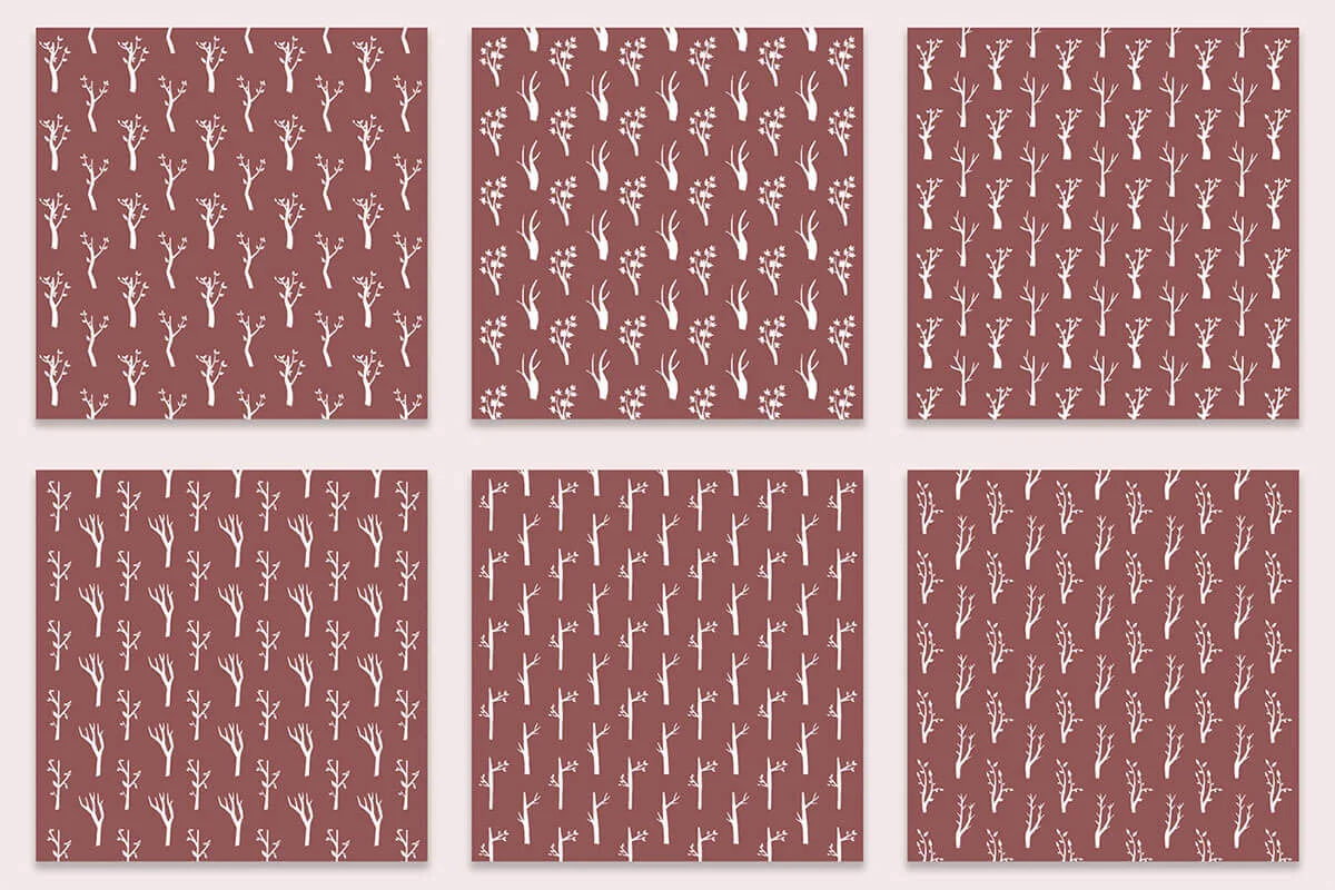 Rose Taupe and White Branch Digital Papers