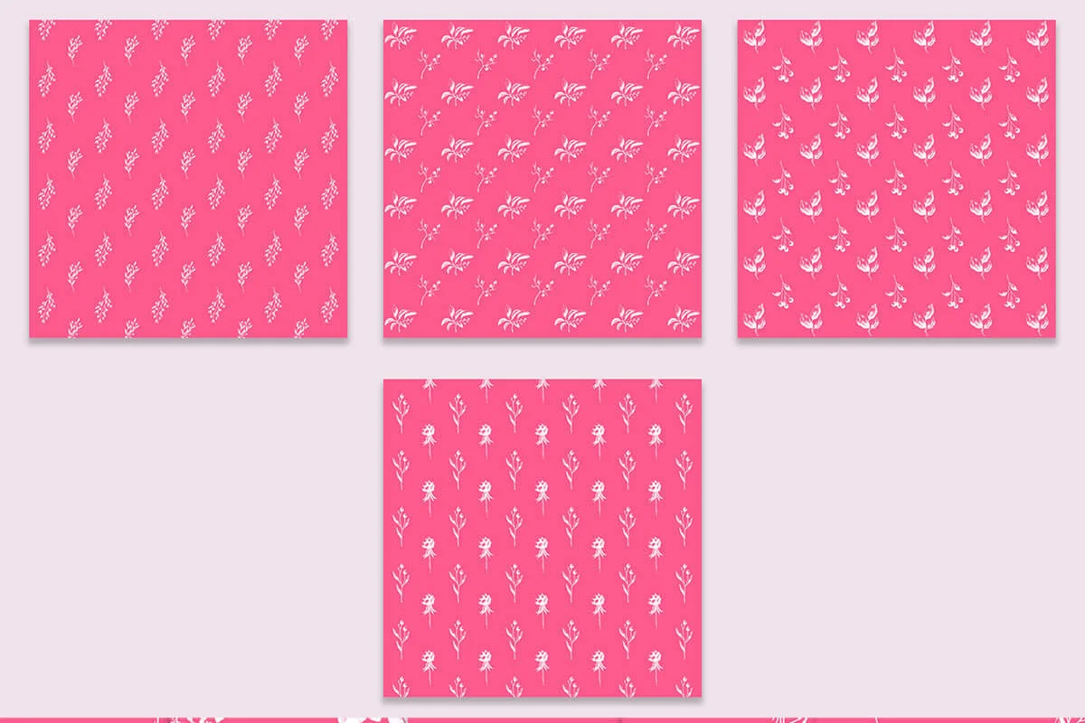 Strawberry Pink and White Berry Flowers Digital Papers