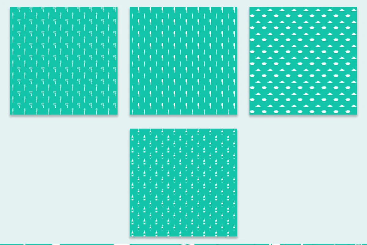 Tiffany Blue and White Kitchen Digital Papers