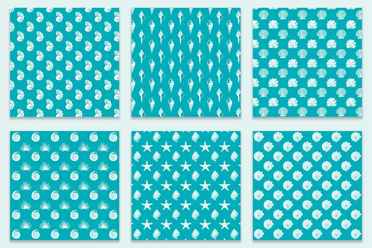 Tiffany Blue and White Seashell Digital Papers