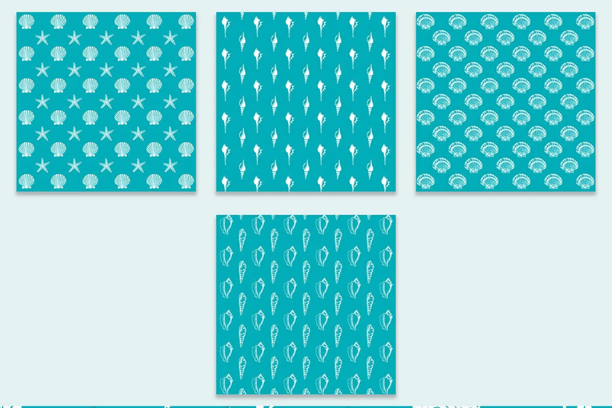 Tiffany Blue and White Seashell Digital Papers
